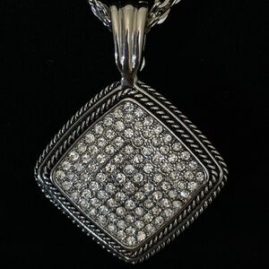 Premier Designs, Vintage, Double Sided Pendant, Silver Chain, Crystal, Lucite